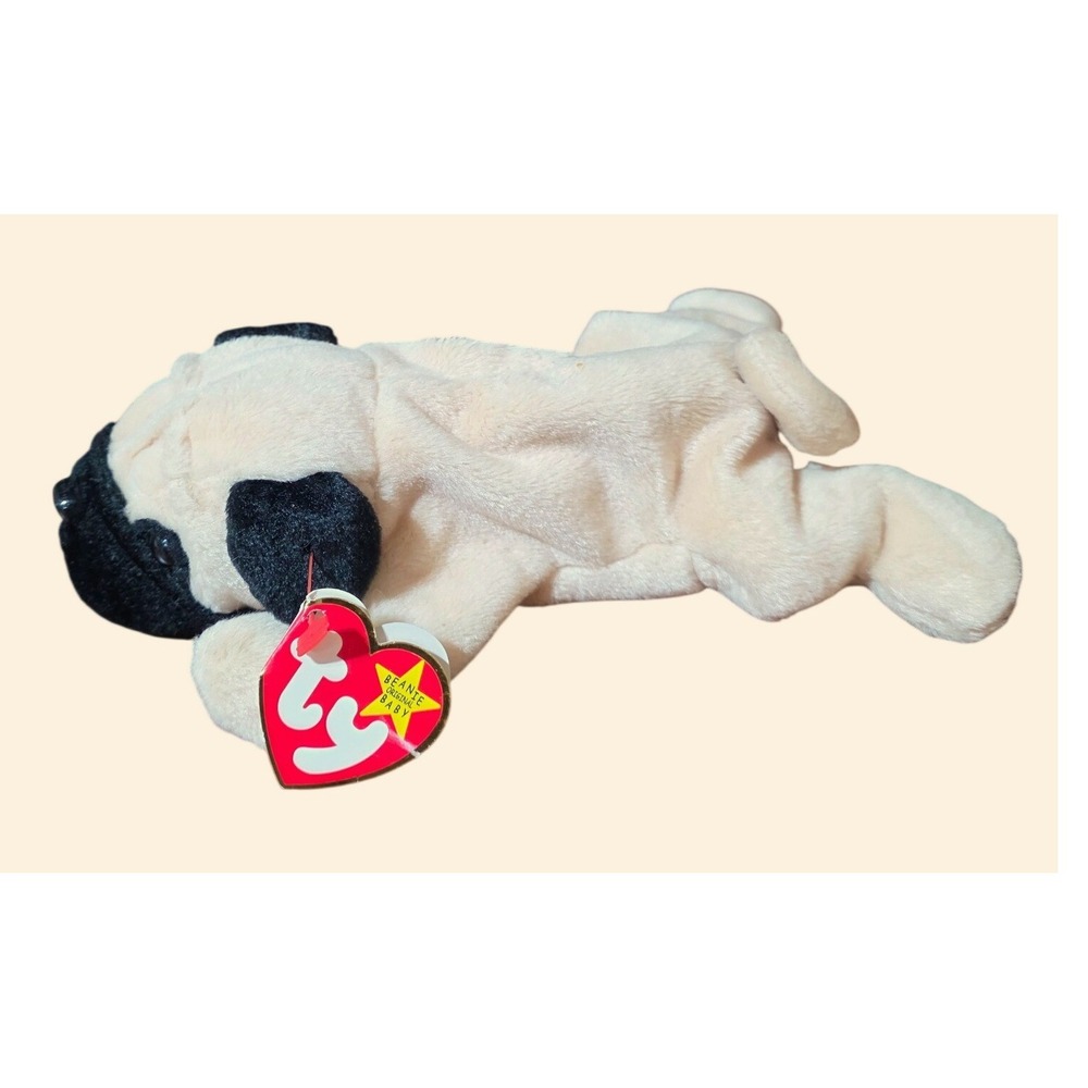 Ty Beanie Babies Pugsly Pug Dog Plush Toy 1996 New with Tags